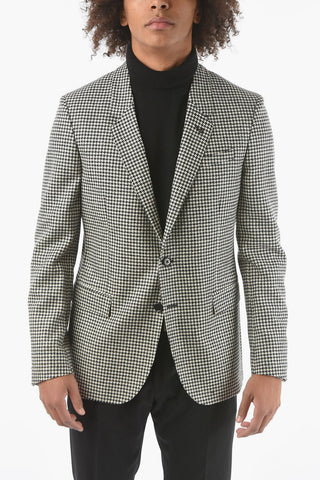 CC COLLECTION Half-lined RE Houndstooth Motif Blazer