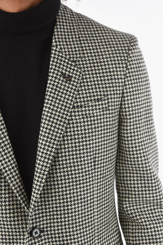 CC COLLECTION Half-lined RE Houndstooth Motif Blazer