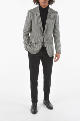 CC COLLECTION Half-lined RE Houndstooth Motif Blazer
