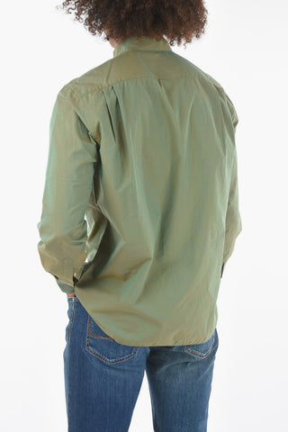 Camicia in Cotone Cangiante con Collo Coreano