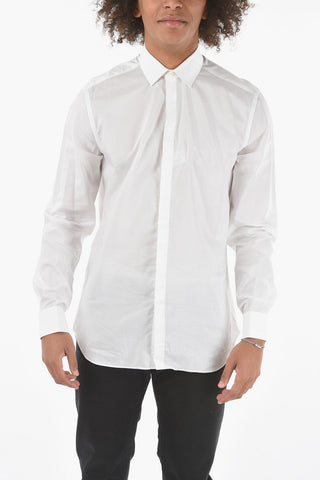 Poplin Cotton Slim Fit Shirt with Hidden Button-fastening