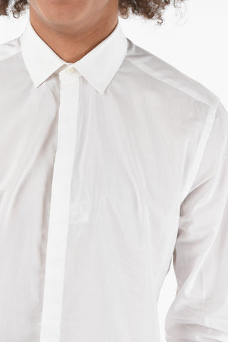 Poplin Cotton Slim Fit Shirt with Hidden Button-fastening