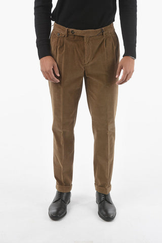 CC COLLECTION Pantaloni in Velour a Coste a 2 Pinces