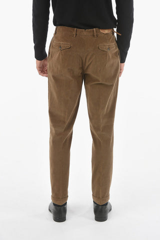 CC COLLECTION Pantaloni in Velour a Coste a 2 Pinces