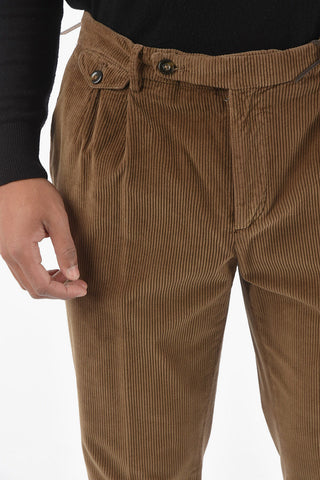 CC COLLECTION Pantaloni in Velour a Coste a 2 Pinces