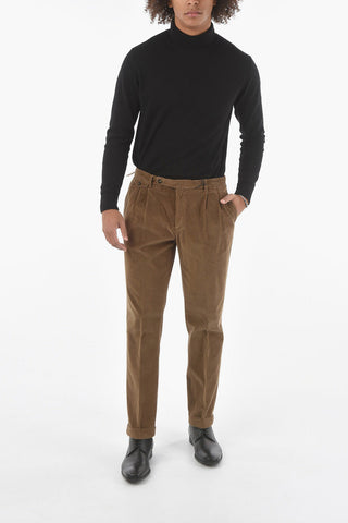 CC COLLECTION Pantaloni in Velour a Coste a 2 Pinces
