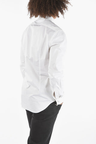 Camicia Slim Fit in Poplin di Cotone con Polsini doppi alla Francese