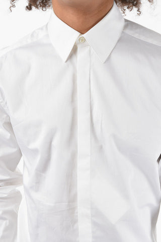Camicia Slim Fit in Poplin di Cotone con Polsini doppi alla Francese