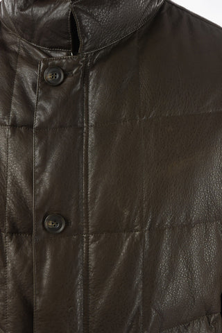 Giubbotto Imbottito in Pelle NAPPA STRONG con Zip e Bottoni