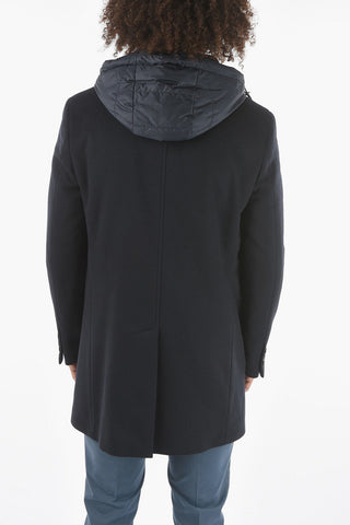 CC COLLECTION Removable Hood and Chester Piece Wool Blend Coat