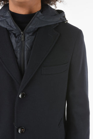 CC COLLECTION Removable Hood and Chester Piece Wool Blend Coat