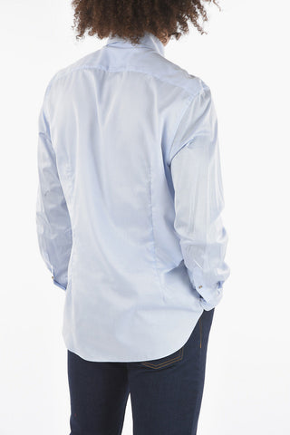 ID Camicia in Twill di Cotone con Taschino e Collo Semi-francese