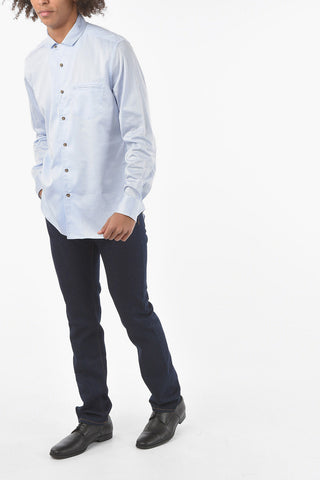 ID Camicia in Twill di Cotone con Taschino e Collo Semi-francese