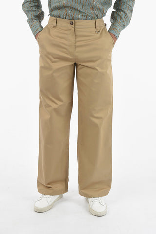WHITE LINE Cotton-blend Flared Pants with Cuffed Ankles