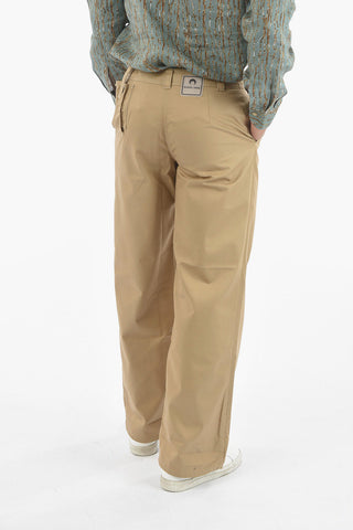 WHITE LINE Cotton-blend Flared Pants with Cuffed Ankles