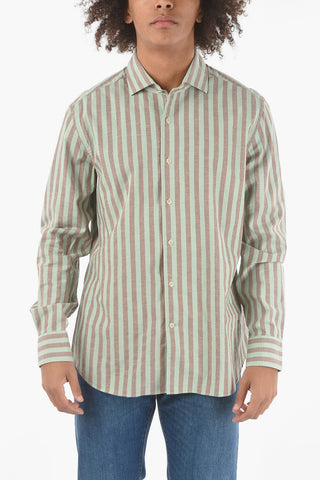 CIRCLE Recycled Cotton Shirt in Awning-stripe with Classic Collar
