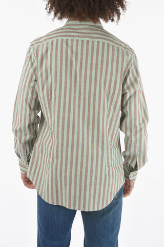 CIRCLE Recycled Cotton Shirt in Awning-stripe with Classic Collar