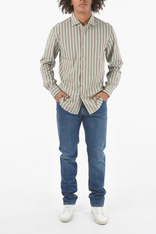 CIRCLE Recycled Cotton Shirt in Awning-stripe with Classic Collar