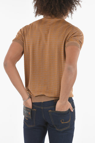 Polo 3 Bottoni in Misto Seta Jacquard