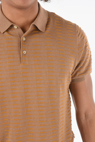 Polo 3 Bottoni in Misto Seta Jacquard