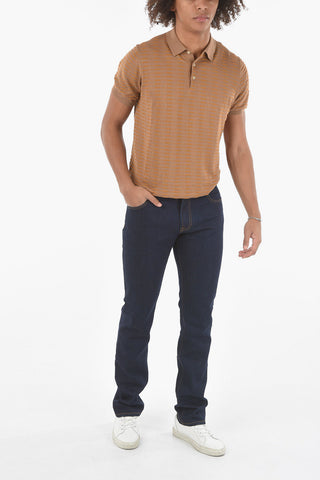 Polo 3 Bottoni in Misto Seta Jacquard