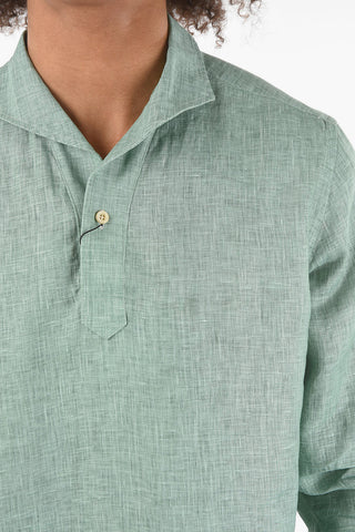 Flax Polo Shirt with Notch Collar