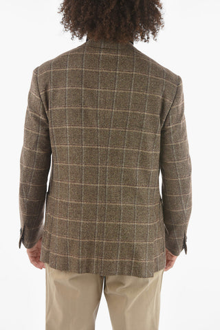 2 Button LEADER SOFT Windowpane Check Blazer