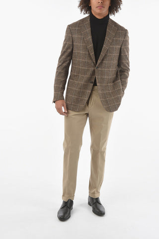 2 Button LEADER SOFT Windowpane Check Blazer