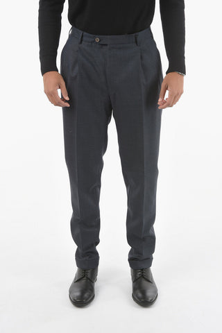 CC COLLECTION Double-pleated Hopsack Virgin Wool Pants