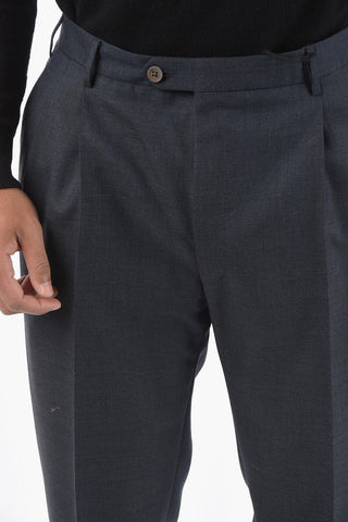 CC COLLECTION Double-pleated Hopsack Virgin Wool Pants
