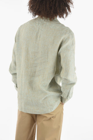 Camicia in Lino con Collo a Polo