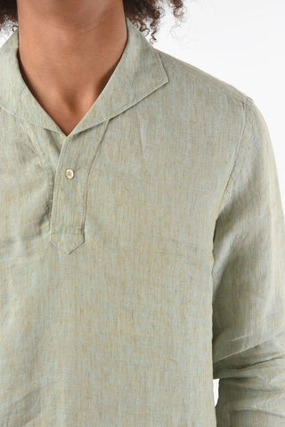 Camicia in Lino con Collo a Polo