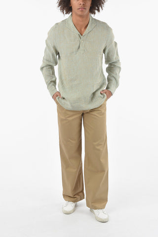 Camicia in Lino con Collo a Polo