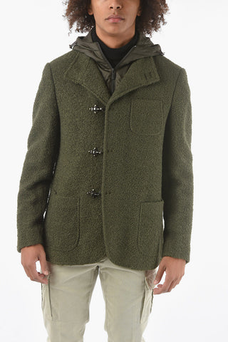 CC COLLECTION O. WEAR Cappotto Bouclè con Alamari e Cappuccio
