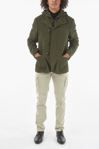 CC COLLECTION O. WEAR Cappotto Bouclè con Alamari e Cappuccio