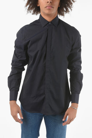 CC COLLECTION Jacquard Cotton Shirt with Classic Collar