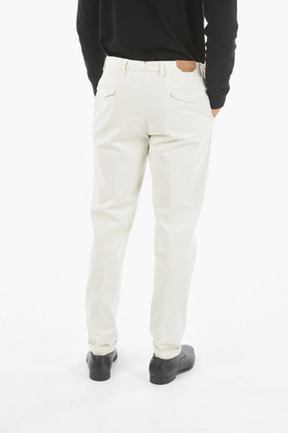 CC COLLECTION Single-pleated Stretch Cotton Chino Pants