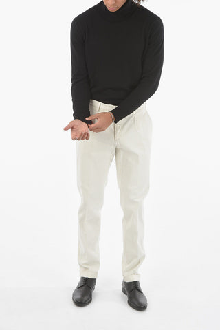 CC COLLECTION Single-pleated Stretch Cotton Chino Pants