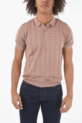 Polo 3 Bottoni in Misto Seta Jacquard