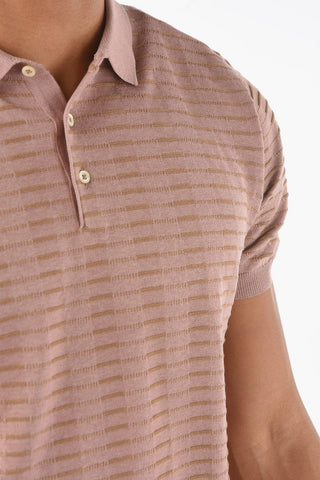 Polo 3 Bottoni in Misto Seta Jacquard
