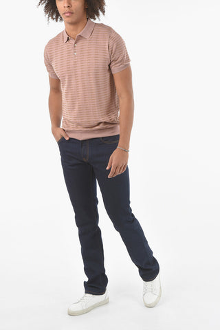 Polo 3 Bottoni in Misto Seta Jacquard