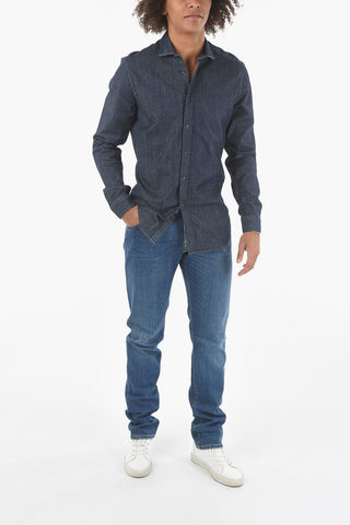 CC COLLECTION 360 DOCE Camicia in Denim con Collo Francese