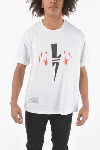 JAMES HARDEN X NEIL BARRETT Crewneck T-shirt with Thunderbolts Print