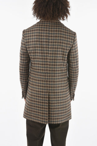 CC COLLECTION Double-breasted Houndstooth Wool and Cashmere Coat