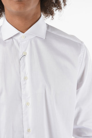 Stretchy Cotton Shirt with Classic Collar