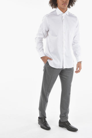 Stretchy Cotton Shirt with Classic Collar