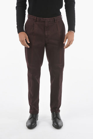 CC COLLECTION Stretch Cotton Single-pleated Pants with 5 Pockets