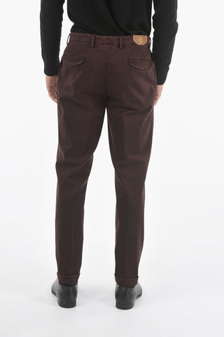 CC COLLECTION Stretch Cotton Single-pleated Pants with 5 Pockets