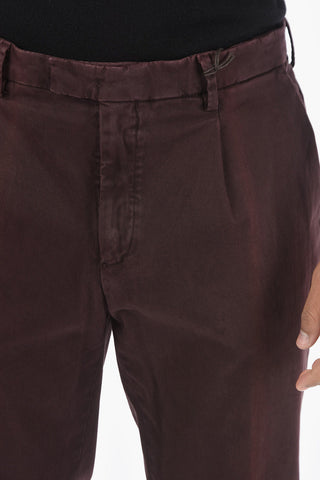 CC COLLECTION Stretch Cotton Single-pleated Pants with 5 Pockets