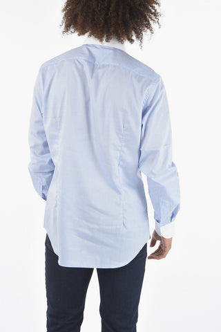 Wrinkle-free Twill Cotton Shirt with Contrasting Collar and Cuffs